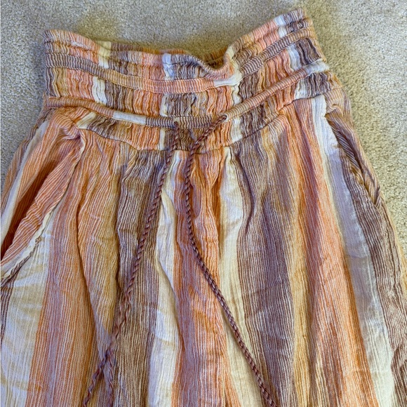 Free People Orange Striped Cropped Linen Blend Trousers Size XS - Picture 4 of 9